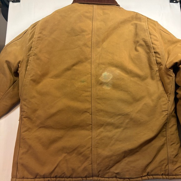 VTG Carhartt Workwear Jacket Brown Quilted Lined Corduroy Collar Men USA Size XL - Picture 14 of 15